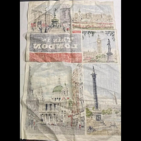 VINTAGE THIS IS LONDON IRISH CABIN LINEN TEA TOWEL SOUVENIR IRELAND - Picture 11 of 11